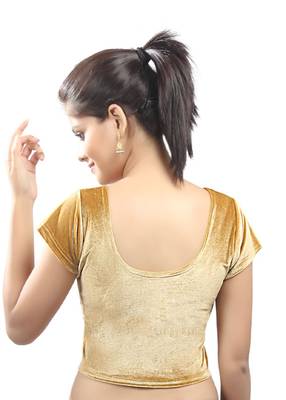 Women's Gold Strech Velvet Non Padded Stretchable Readymade Blouse 2