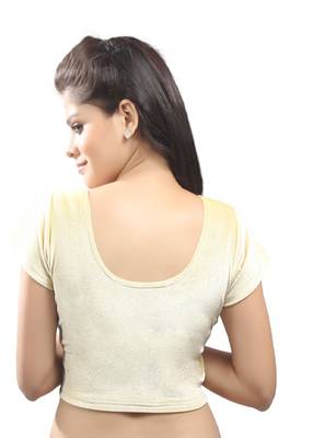 Women's Light Gold Strech Velvet Non Padded Stretchable Readymade Blouse 2