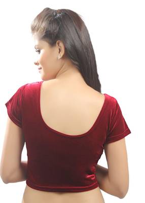 Women's Maroon Strech Velvet Non Padded Stretchable Readymade Blouse 2