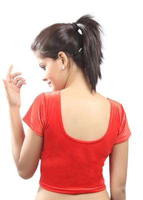 Women's Red Strech Velvet Non Padded Stretchable Readymade Blouse 2