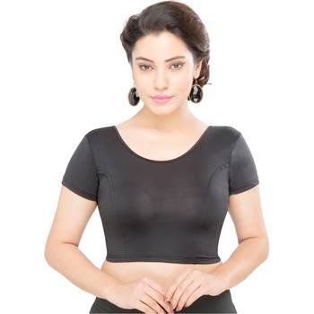 Women's Black Lycra Non Padded Stretchable Readymade Blouse 1