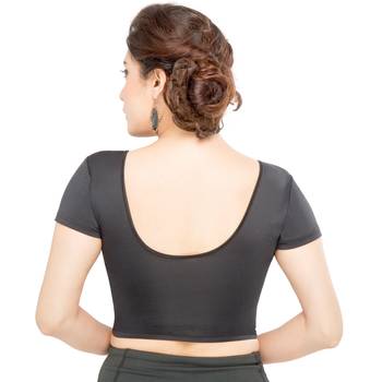 Women's Black Lycra Non Padded Stretchable Readymade Blouse 2
