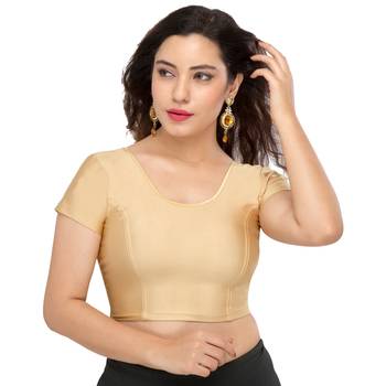 Women's Gold Lycra Non Padded Stretchable Readymade Blouse 1