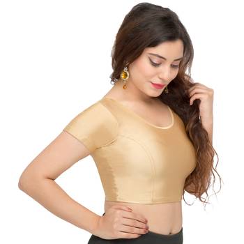 Women's Gold Lycra Non Padded Stretchable Readymade Blouse 3