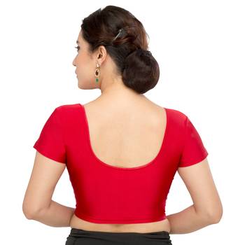 Women's Maroon Lycra Non Padded Stretchable Readymade Blouse 2