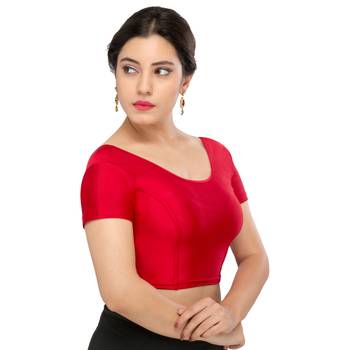 Women's Maroon Lycra Non Padded Stretchable Readymade Blouse 3