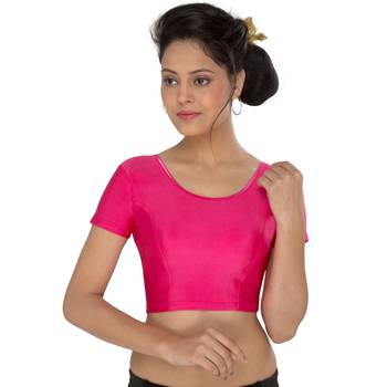 Women's Pink Lycra Non Padded Stretchable Readymade Blouse 1