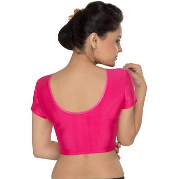 Women's Pink Lycra Non Padded Stretchable Readymade Blouse 2