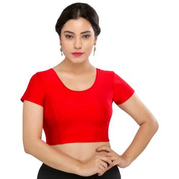 Women's Red Lycra Non Padded Stretchable Readymade Blouse 1