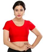 Women's Red Lycra Non Padded Stretchable Readymade Blouse