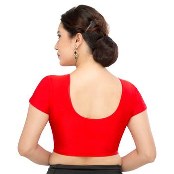 Women's Red Lycra Non Padded Stretchable Readymade Blouse 2