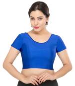 Women's Royal Blue Lycra Non Padded Stretchable Readymade Blouse