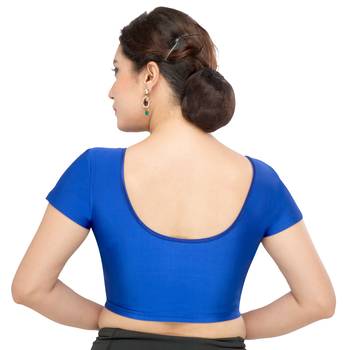 Women's Royal Blue Lycra Non Padded Stretchable Readymade Blouse 2