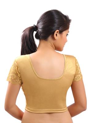 Women's Gold Stretch Lycra Non Padded Stretchable Readymade Blouse 2