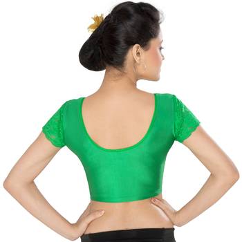 Women's Green Stretch Lycra Non Padded Stretchable Readymade Blouse 2