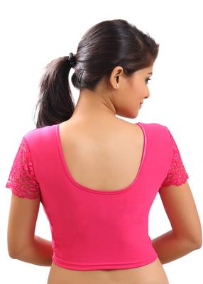 Women's Pink Stretch Lycra Non Padded Stretchable Readymade Blouse 2
