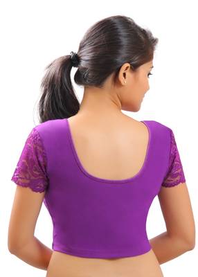 Women's Purple Stretch Lycra Non Padded Stretchable Readymade Blouse 2