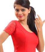 Women's Red Stretch Lycra Non Padded Stretchable Readymade Blouse