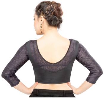 Women's Black Stretch Lycra Non Padded Stretchable Readymade Blouse 2