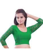 Women's Green Stretch Lycra Non Padded Stretchable Readymade Blouse