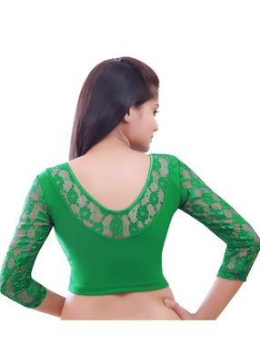 Women's Green Stretch Lycra Non Padded Stretchable Readymade Blouse 2