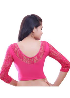 Women's Pink Stretch Lycra Non Padded Stretchable Readymade Blouse 2