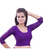 Women's Purple Stretch Lycra Non Padded Stretchable Readymade Blouse