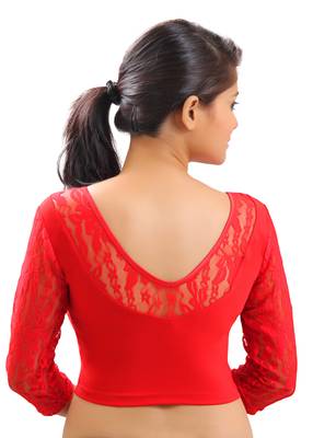 Women's Red Stretch Lycra Non Padded Stretchable Readymade Blouse 2