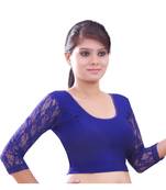 Women's Royal Blue Stretch Lycra Non Padded Stretchable Readymade Blouse
