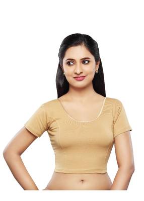 Women's Gold Cotton Lycra Non Padded Stretchable Readymade Blouse 1