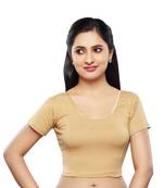 Women's Gold Cotton Lycra Non Padded Stretchable Readymade Blouse