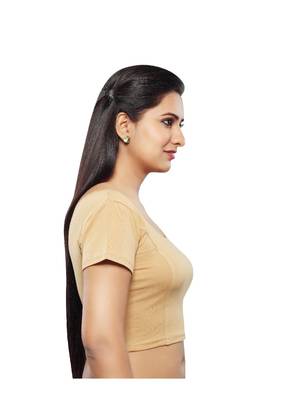 Women's Gold Cotton Lycra Non Padded Stretchable Readymade Blouse 3