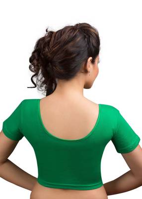Women's Green Cotton Lycra Non Padded Stretchable Readymade Blouse 2