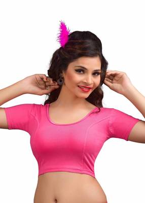Women's Light Pink Cotton Lycra Non Padded Stretchable Readymade Blouse 1