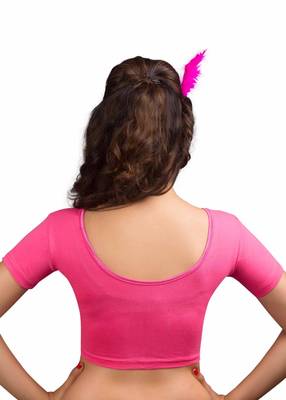 Women's Light Pink Cotton Lycra Non Padded Stretchable Readymade Blouse 2