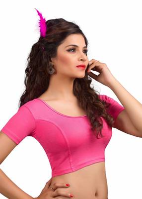 Women's Light Pink Cotton Lycra Non Padded Stretchable Readymade Blouse 3