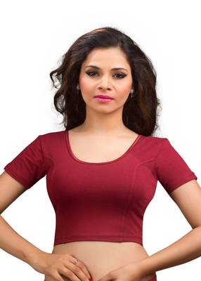 Women's Maroon Cotton Lycra Non Padded Stretchable Readymade Blouse 1