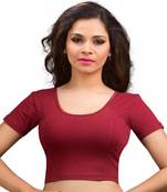 Women's Maroon Cotton Lycra Non Padded Stretchable Readymade Blouse