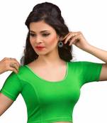 Women's Parrot Green Cotton Lycra Non Padded Stretchable Readymade Blouse