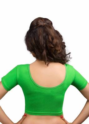 Women's Parrot Green Cotton Lycra Non Padded Stretchable Readymade Blouse 2