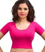 Women's Pink Cotton Lycra Non Padded Stretchable Readymade Blouse