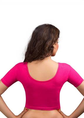 Women's Pink Cotton Lycra Non Padded Stretchable Readymade Blouse 2