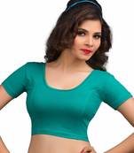 Women's Rama Green Cotton Lycra Non Padded Stretchable Readymade Blouse