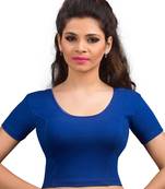 Women's Royal Blue Cotton Lycra Non Padded Stretchable Readymade Blouse