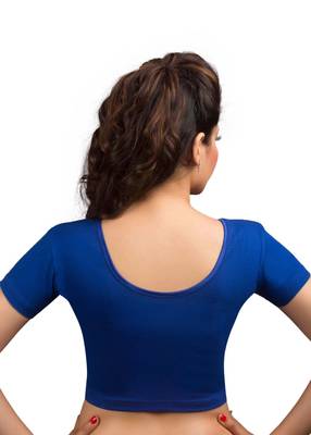 Women's Royal Blue Cotton Lycra Non Padded Stretchable Readymade Blouse 2