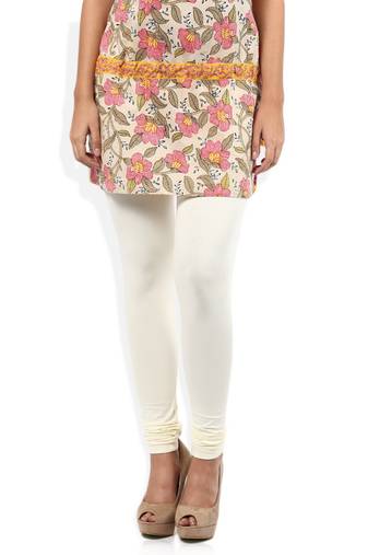 White Cotton Lycra plain Cotton Lycra leggings