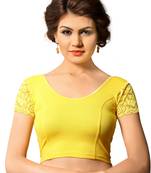 Women's Dark Yellow Cotton Lycra Non Padded Stretchable Readymade Blouse