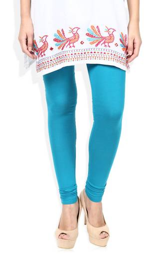 Blue Cotton Lycra plain Cotton Lycra leggings