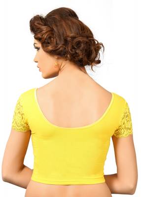 Women's Dark Yellow Cotton Lycra Non Padded Stretchable Readymade Blouse 2