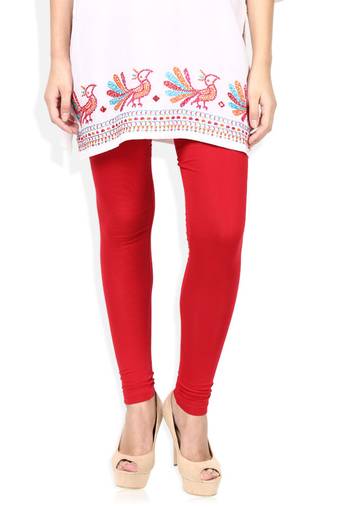Red Cotton Lycra plain Cotton Lycra leggings